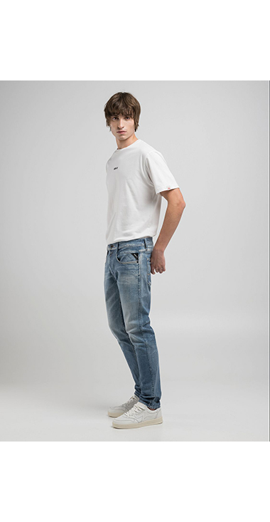 スリムフィットANBASS 10.5oz AIプリントストレッチデニム 詳細画像
